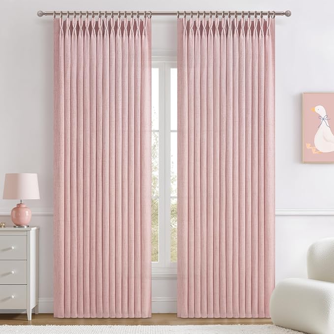 Cute Baby Pink Memory Trained Pinch Pleated Curtains 84 Inch Length 2 Panels Set by PleatedDrapes