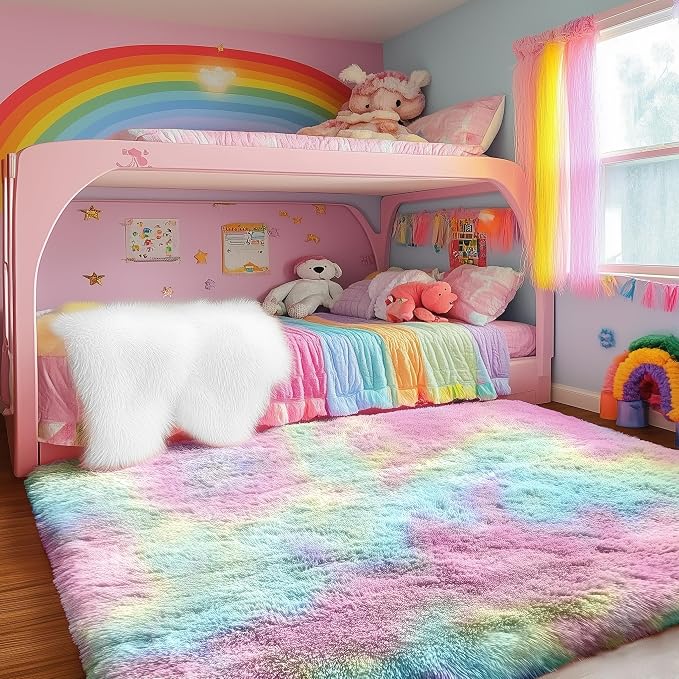 8x10 Rainbow Large Area Rug, Plush Rugs - Image 9