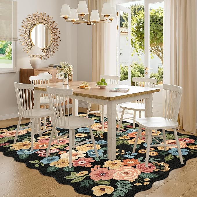 DUKINO 6x9 Area Rugs, Floral Washable Rug - Image 3