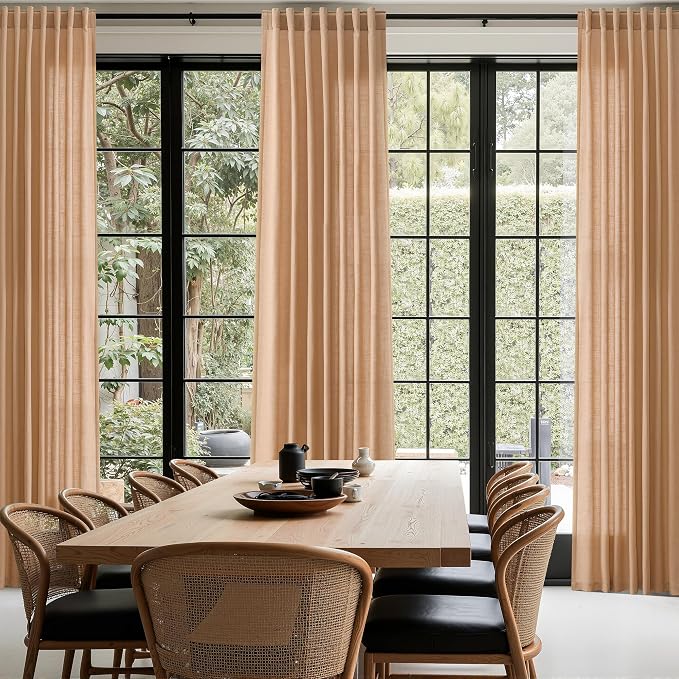 Camel Linen Curtains for Living Room Extra Long 132 Inches Long Back Tab Light - Image 6