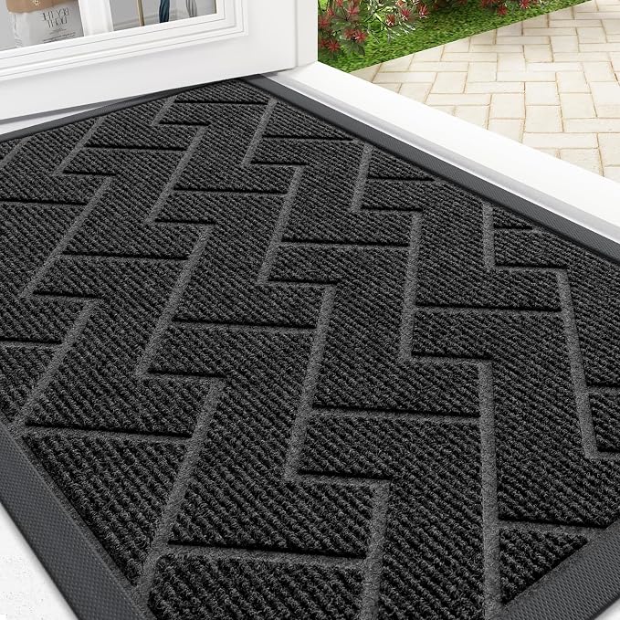OLANLY Front Door Mat Outside 29.5x17, All-Season Absorbent Rubber Doormat | by OLANLY