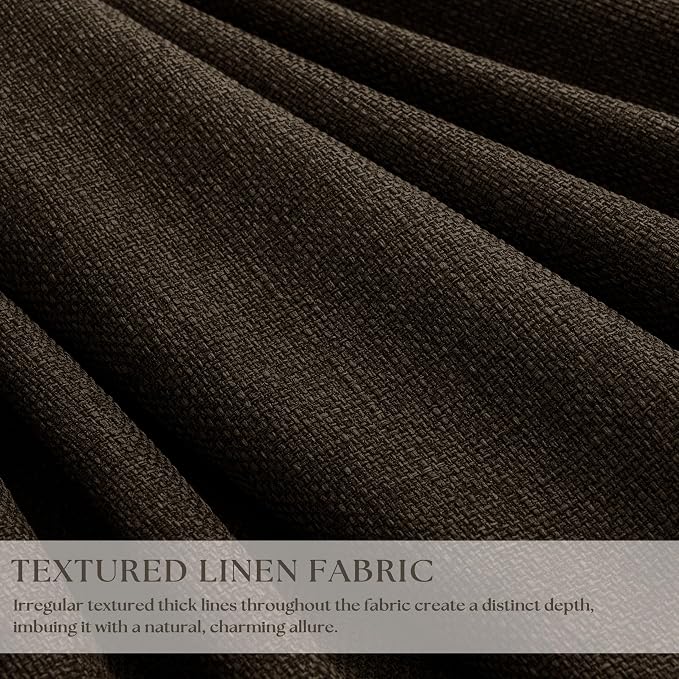 Dark Brown Pleated Double Layer Thick Linen Curtains 90 Inches Long | - Image 5