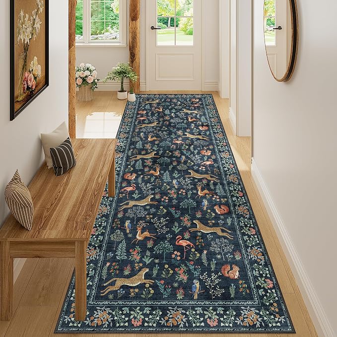 DUKINO 3x8 Runner Rug, Animal Washable Runner Rug by DUKINO