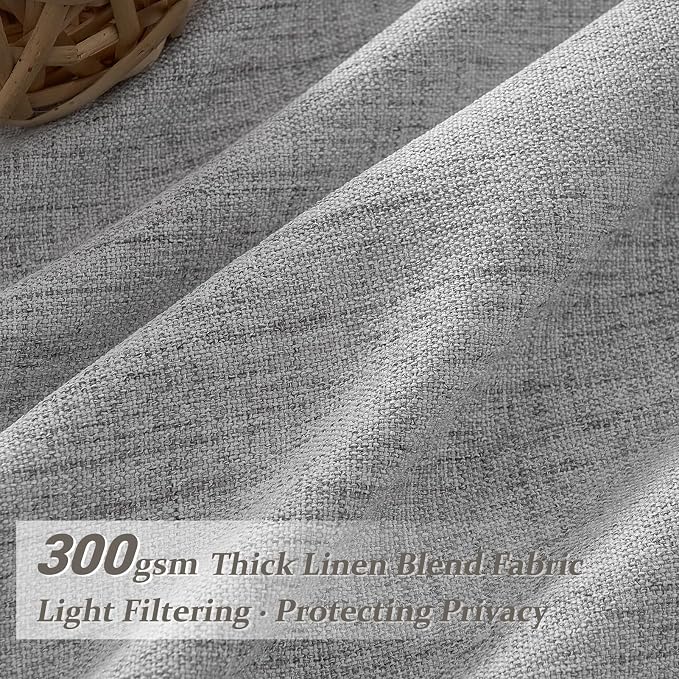 Light Grey Pinch Pleated Semi Sheer Curtains 92 Inches Long 2 Panels Set - Image 3