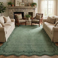 GarveeHome Scalloped Area Rugs 8x10 Large Green Washable Living Room Rug | Soft by GarveeHome