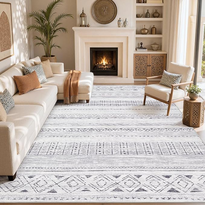 cotiled Boho 10x12 Area Rug for Living Room: Large Moroccan Washable Rug | - Image 8