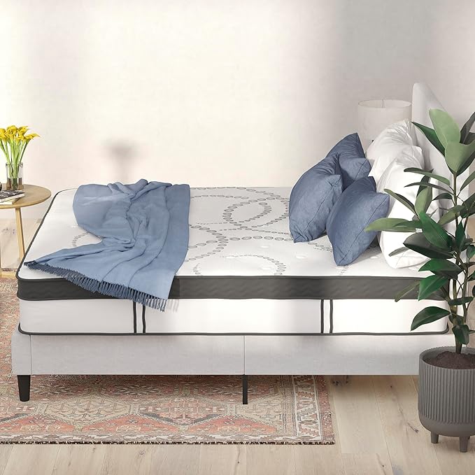 Flash Furniture Capri Comfortable Sleep 10 Inch CertiPUR-US Certified Hybrid Pocket Spring Mattress, King Mattress in a Box, White