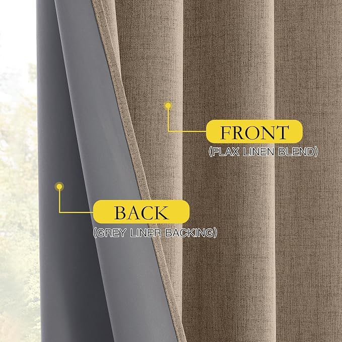 NICETOWN Burlap Vintage Open Linen Weave Flax Thermal Curtains, 100% Blackout - Image 8