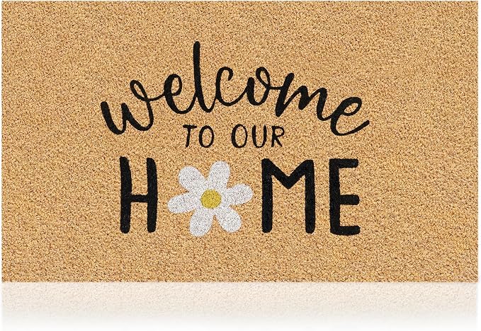Coir Welcome Mat, Welcome to Our Home, 17x29 in | 100% Natural Coir, by AmaruDoorMats