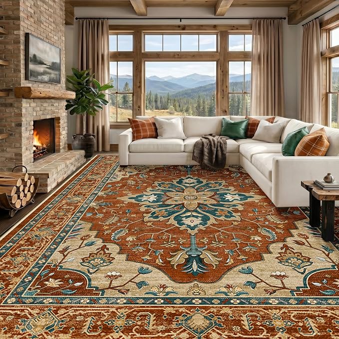 RELEANY Washable Area Rug, Large 9'x12', Water Repellent, Pet Friendly by RELEANY