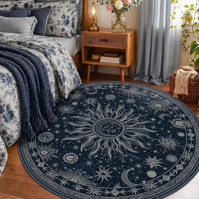 Vacuum-Friendly, Round 6ft Washable Area Rug - Image 2