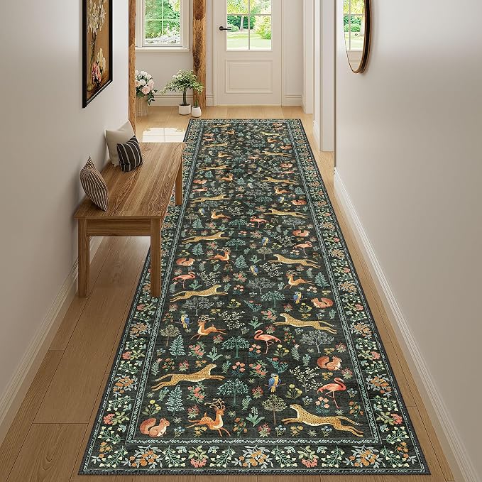 DUKINO 3x12 Runner Rug for Hallway, Washable Animal Rug for Kitchen, Low Pile - Image 6