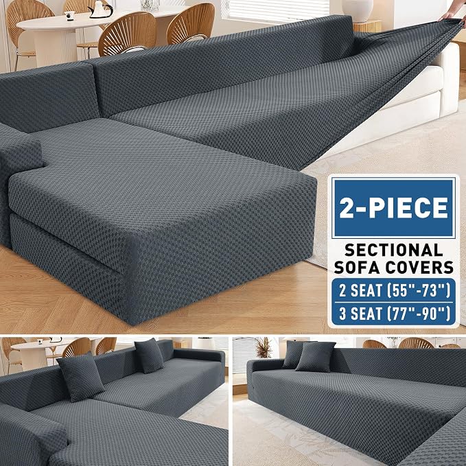 ZNSAYOTX Sectional Couch Covers, Stretch Jacquard Slipcovers - Image 2
