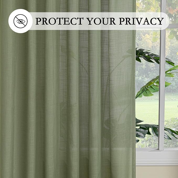 MYSKY HOME Sage Green Curtains 96 Inches Long - Image 6