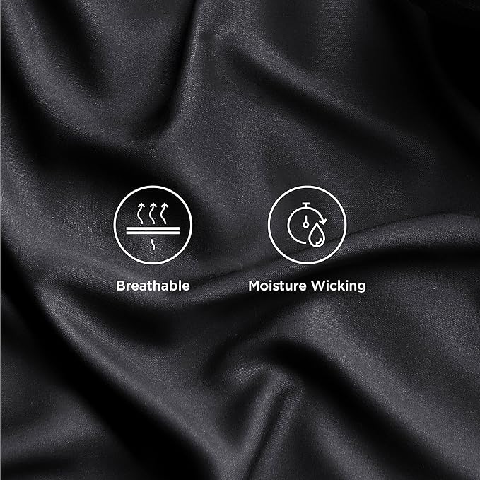 Bedsure King Size Sheet Set, Cooling Sheets King, Rayon Derived from Bamboo, Deep Pocket Up to 16", Breathable & Soft Bed Sheets, Hotel Luxury Silky Bedding Sheets & Pillowcases, Black