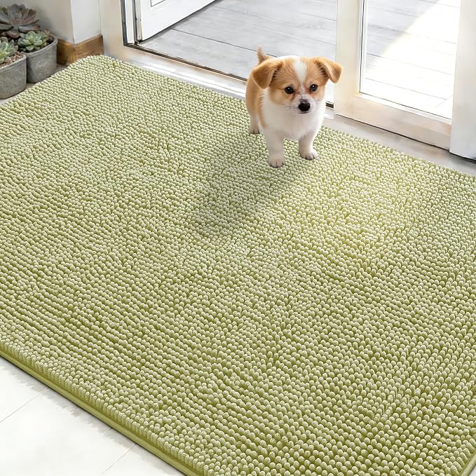 OLANLY Dog Door Mat for Muddy Paws 48x30, Super Absorbent Chenille Mud Mat | by OLANLY