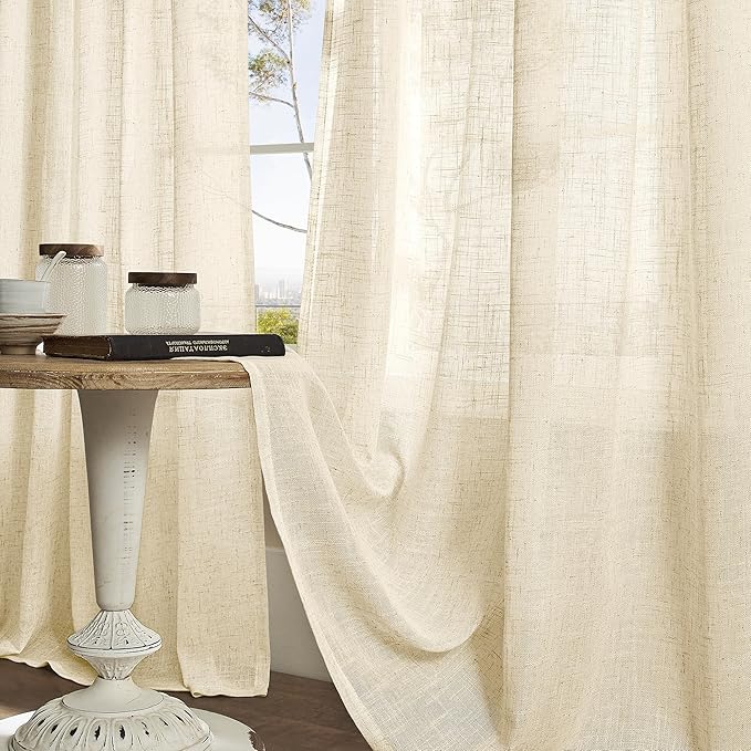 Beige Linen Curtains 54 Inches Long - Image 8