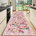 DUKINO 3x10 Runner Rug, Floral Washable Kitchen Runner Rug Non Slip, Low Pile by DUKINO