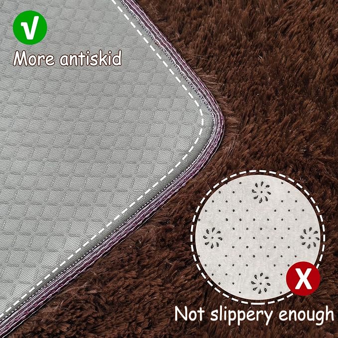 2x10 Bedside Area Rugs for Bedroom Soft Fluffy Shag Brown Rug for Hallway - Image 4