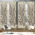 Ambesonne Paisley Window Curtains Pack of 2, Delicate Bohemian Leafy Motives on Stripes in Neutral Muted Colors, Lightweight Set with Rod Pocket, 4 Panels of - 28" x 63", Warm Taupe Ivory and Sepia