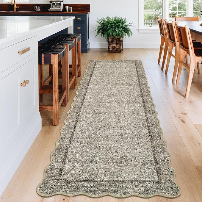 GarveeHome Scalloped Washable Runner Rug 2x6 Non Slip Kitchen Rugs by GarveeHome