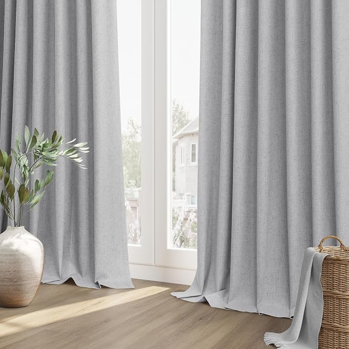 Grey 100% Blackout Curtains 63 Inch Length 2 Panels Set - Image 8