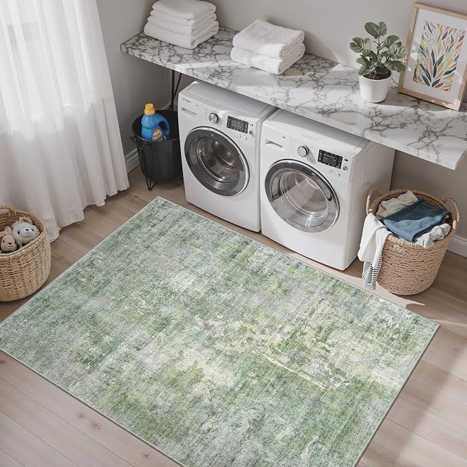 Soalmost Abstract 4x6 Area Rug Washable Rugs - Image 2