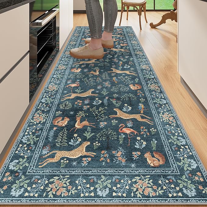 DUKINO 2x6 Runner Rug, Washable Animal Kitchen Rugs Non Slip, Low Pile by DUKINO