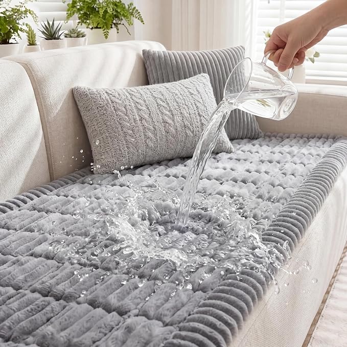 Fixwal Waterproof Flannel Dog Couch Cover, 27.6" x 94.5", Light Gray | by Fixwal