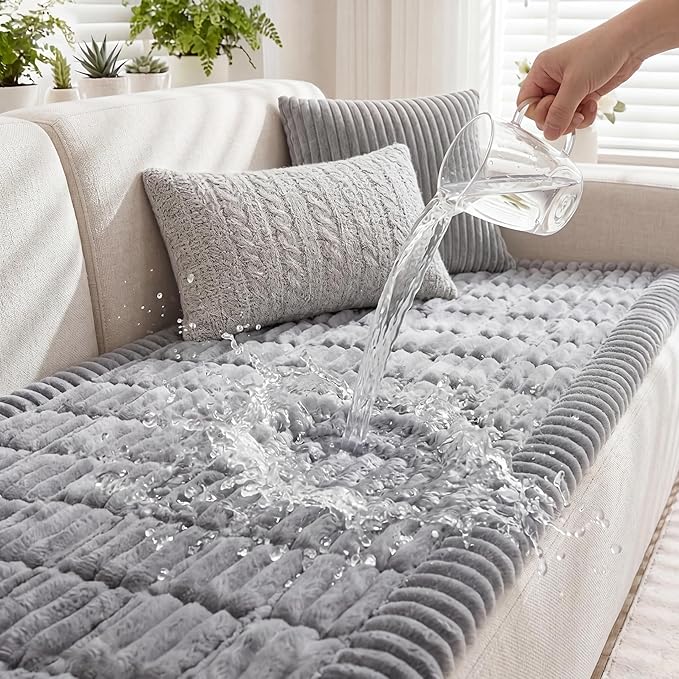 Fixwal Waterproof Flannel Dog Couch Cover, 27.6" x 59", Light Gray | Integrated by Fixwal