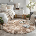 Amdrebio Beige Tan Neutral Round Rug 5Ft by Amdrebio