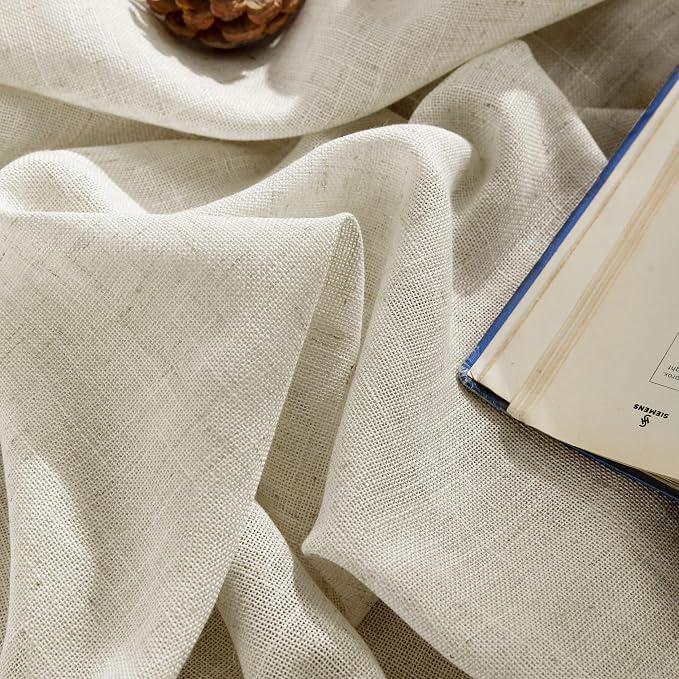 Joydeco Linen Curtains 84 Inch Length 2 Panel Sets, Light Filtering Curtains - Image 3