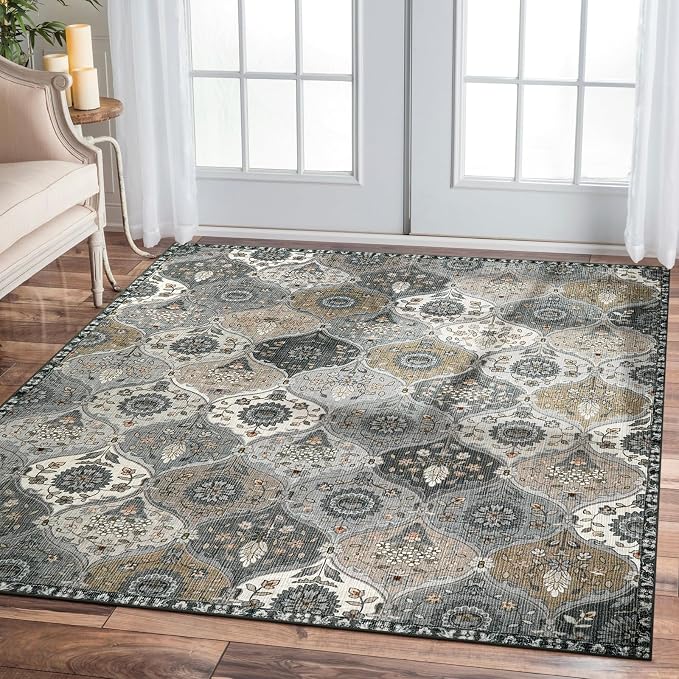 Lahome Moroccan Washable Area Rug 6x9, Large Living Room Rugs by Lahome