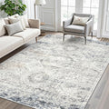 Soalmost 5x8 Area Rugs Blue/Ivory Low Pile Washable Trendy Faded Style Rug | by Soalmost