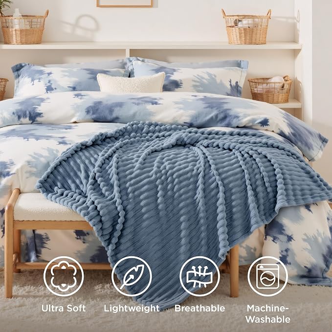 Bedsure Soft Twin Blanket for Bed Decor Gifts Blue 60"x80" | Birthday Gifts for - Image 5