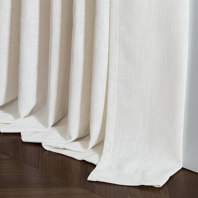 98 Inch Long Curtains Pinch Pleat Linen Curtains 2 Panels Natural | Light - Image 6
