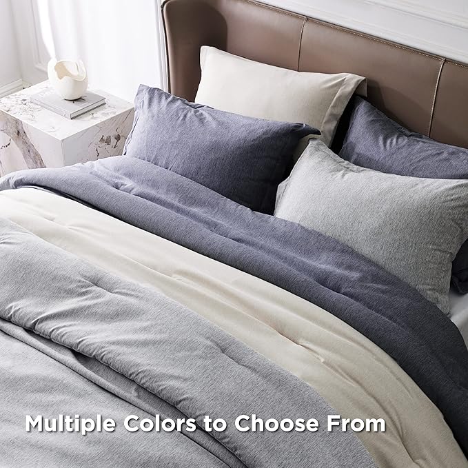 Bedsure Queen Comforter Set - Denim Grey Comforter Queen Size, Soft Bedding for All Seasons, Cationic Dyed Bedding Set, 3 Pieces, 1 Comforter (90"x90") and 2 Pillow Shams (20"x26"+2")
