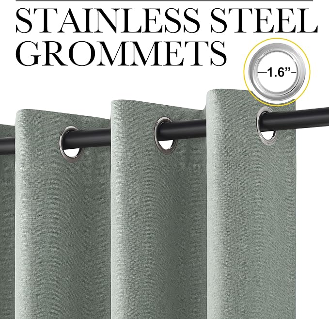 NICETOWN Sage Green Curtains 100% Blackout, W52 x L84 in, Linen Textured - Image 3