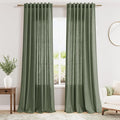 Olive Green Linen Sheer Curtains by Nanspring