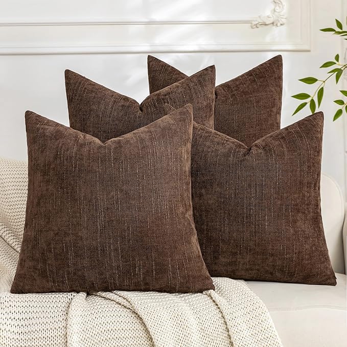 Set of 4 Soft Textured Decorative Throw Pillow Covers 26x26 Inch Cozy Farmhouse by Cozoomy