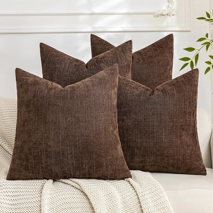 Set of 4 Soft Textured Decorative Throw Pillow Covers 22x22 Inch Cozy Farmhouse by Cozoomy