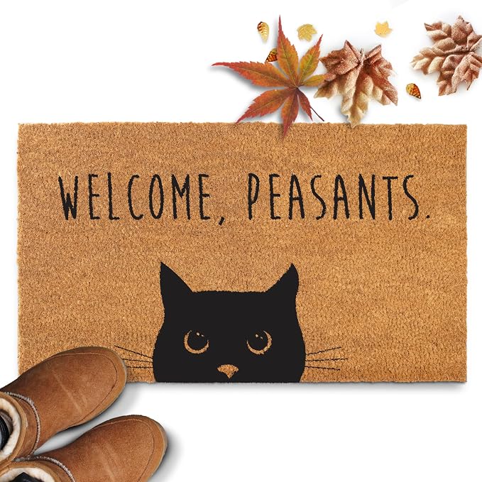 Welcome Peasants Black Cat Doormat Outdoor 30x17 Inch, Funny Welcome Mat | - Image 7