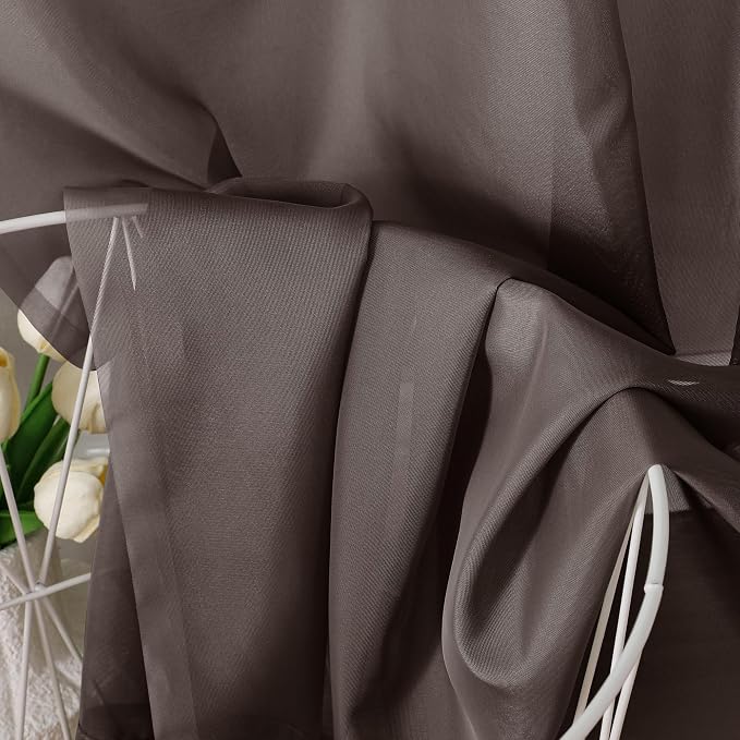 2 Panels Sheer Curtains 63 Inches Long Light Weight Soft Voile Drapes, Window - Image 4