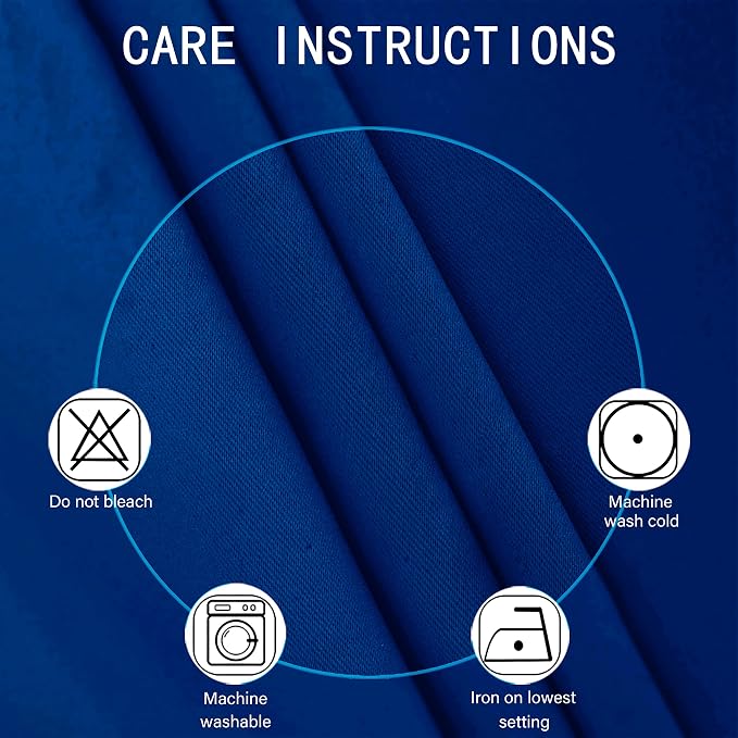 Blackout Curtains 40 x 63 inch/Royal Blue Curtains Set of 2 Panels/Thermal - Image 4