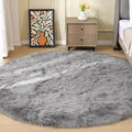 ORINOVA Silver Grey Washable Shaggy Round Rugs 6.6ft Large Faux Sheepskin Fur by ORINOVA