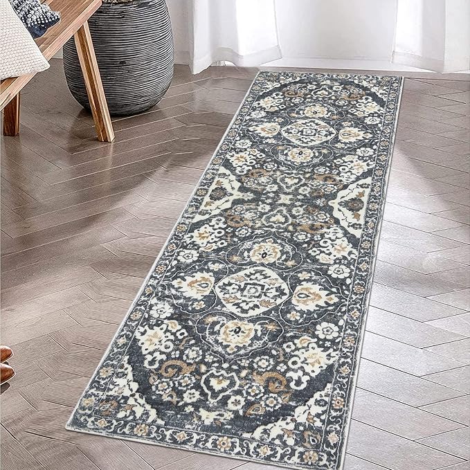 HEBE Hallway Runner Rug 2'x6', Washable Non Slip Kitchen Rug Runner | Soft Boho - Image 3