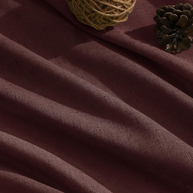 Reddish Brown Linen Blend Light Filtering Back Tab Curtains 96 Inches Long - Image 5