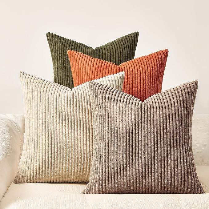 Topfinel 20x20 Sofa Pillow Covers Rust and Olive Green Velvet Throw Pillow by Topfinel