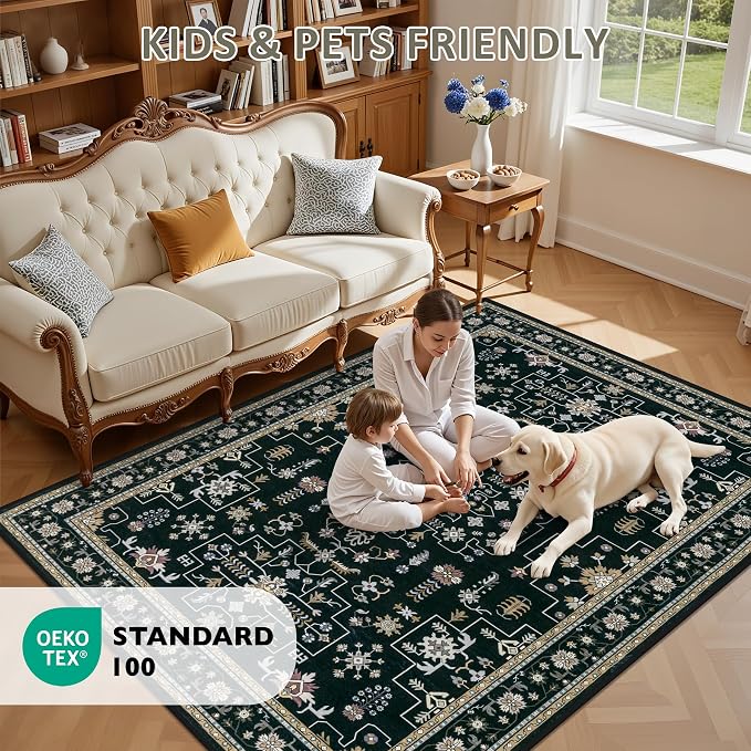 2x3 Area Rugs Living Room: Washable Vintage Rug - Image 8