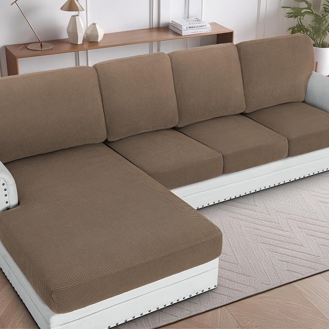H.VERSAILTEX Sectional Couch Covers 1 Piece Chaise Slipcover L Shape Separate by HVERSAILTEX